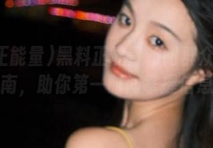 黑料正能量朝阳群众入口指南，助你第一时间掌握信息